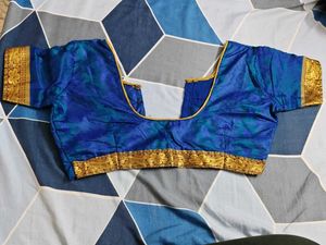 Royal Blue Saree with Gold Border