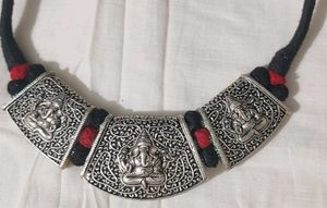 Ethnic German Silver Thread Necklace