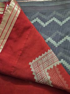 Elegant Red & Grey Saree