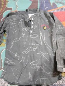 Abstract Print Button-Up Shirt