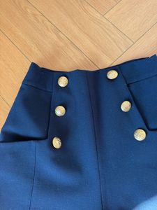 ZARA Navy Blue Shorts with Pockets &amp; Gold Buttons