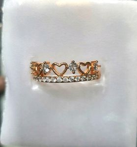 Crown 👑 Finger Ring With Stone In Rose Gold . Adjustable