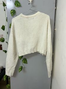 White Crop Knit Top (M)