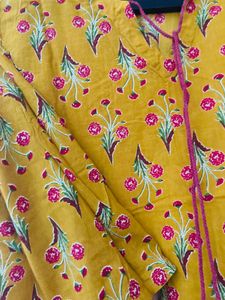 Mustard Pure Cotton Kurti With Pockets