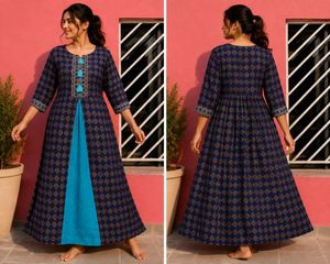 Beautiful Navy Blue Printed Kurta