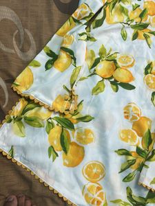 Lemon Bloom Printed Straight Kurti with Lace Detai