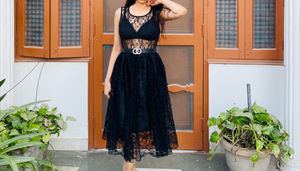 Elegant Black Lace Midi Dress