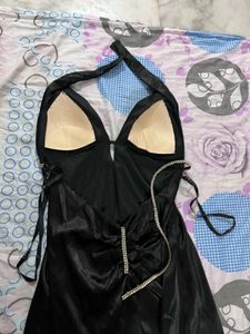 Black Satin Padded Dress
