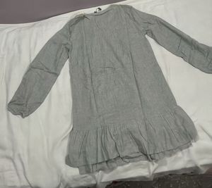 Gray Lace Neck Dress