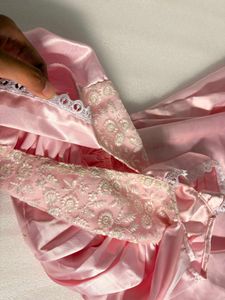 Elegant Pink Satin Nightgown Set