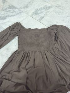 Flowy Brown Long Sleeve Dress