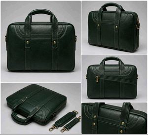 Stylish Green Leather Briefcase | Laptop Bag