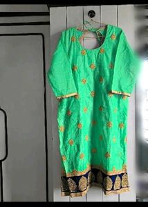 Green Kurta with Gold Embroidery