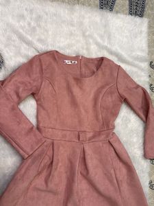 Cute Pink Suede Mini Dress