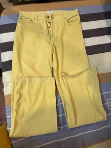 Mango Yellow Straight Fit High Rise Jeans