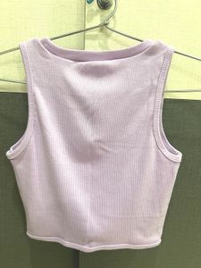 Lavender Ribbed Cropped Tank Top