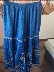 Blue Sequined Set with Bell Sleeves