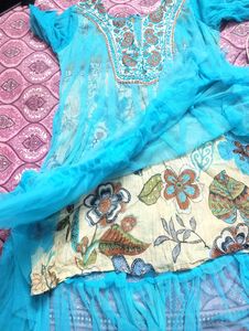#@STYLISH DESIGNER DRESS  WITH FRILL PATTERN
