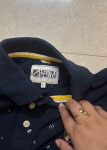 Men's Navy Polo Shirt with Anchor Print