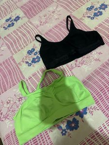 Sports Bra - Black & Neon Green