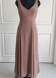Elegant Mauve V-Neck Maxi Dress