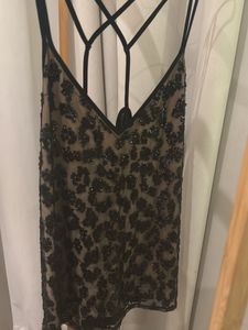 Sparkly Sequin black & nude Camisole Top