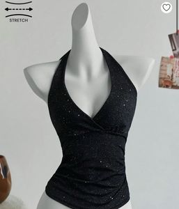 Sparkly Black Halter Top