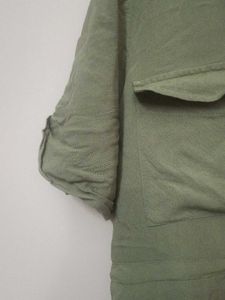 Olive Green Button-Up Shirt Dress
