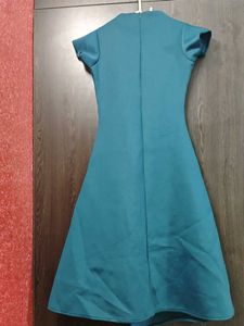 Teal Asymmetrical Button-Up Dress