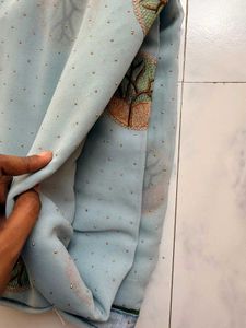 Light Blue Saree with Tree Motif