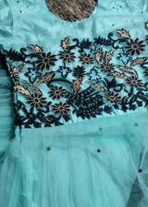 Elegant Turquoise Ethnic Gown