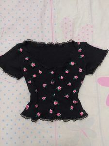 Floral Black Crop top