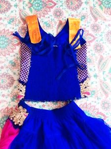 Vibrant Blue &amp; Orange Lehenga Choli