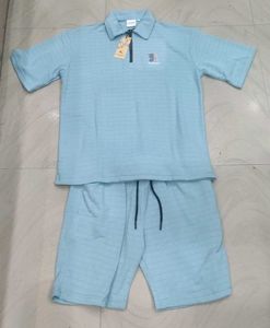 Men's Blue Polo & Shorts Set