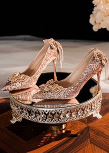 Sparkling Rose Gold Embellished Heels