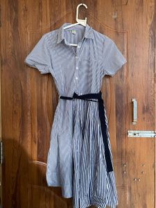 Striped Button-Down Shirt Dress