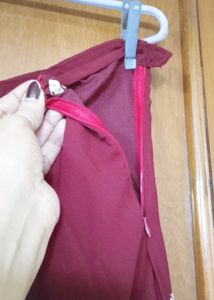 heavy fancy Maroon Ready to wear Saree blouse set
