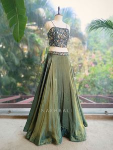 Stunning Olive Green Embellished Lehenga Choli