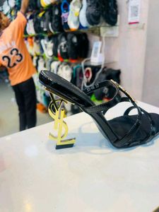 Black Patent YSL Heel Sandals