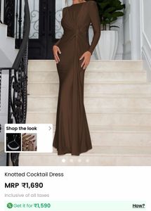 Savana Brown Knotted Long Sleeve Dress