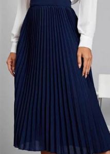 Navy Pleated Midi Skirt