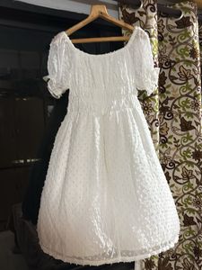 White Puff Sleeve Mini Dress
