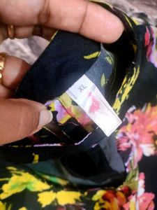 Black Floral Print Midi Dress