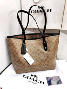 COACH* *SIGNATURE MONOGRAM CITY TOTE BAG*