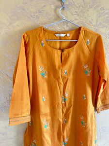 Orange Embroidered Kurta
