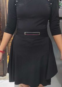 Black Cold-Shoulder Fit &amp; Flare Dress