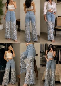 ✨ Embroidered Lace Wide-Leg Jeans ✨