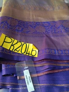 Dual Tone Blue &amp; Gold Semi Silk Saree