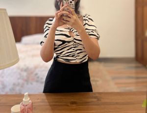 Stylish Zebra Print Ruched Top