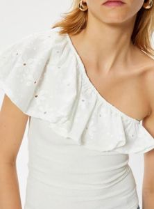 White One-Shoulder Ruffle Top